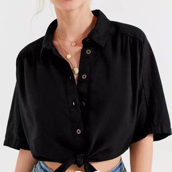 Urban Outfitters Jena Tie-Front Blouse - Picture 1 of 5